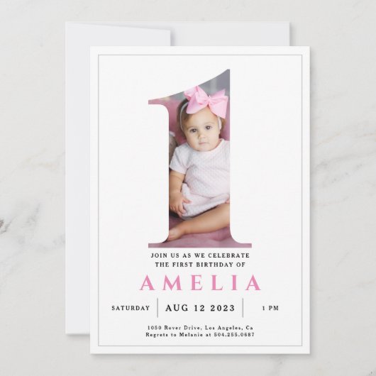 Minimale foto nummer 1 uitnodiging (Voorkant)