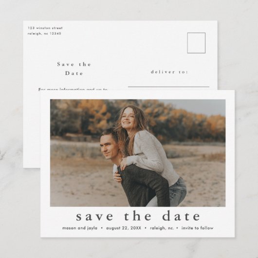 Minimale foto Opslaan Datum Aankondigingskaart (Voorkant / Achterkant)