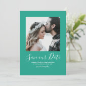 Minimale foto Opslaan Datum | Arcadia Green Save The Date (Staand voorkant)