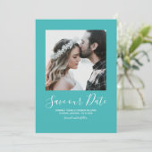 Minimale foto Opslaan Datum | BLAUWGROEN Save The Date (Staand voorkant)