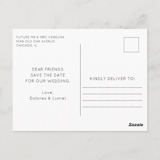 Minimale foto Opslaan Datum Briefkaart (Achterkant)