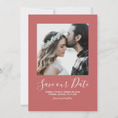 Minimale foto Opslaan Datum | Rood Save The Date (Voorkant)