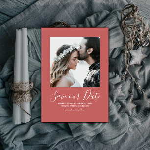 Minimale foto Opslaan Datum   Rood Save The Date