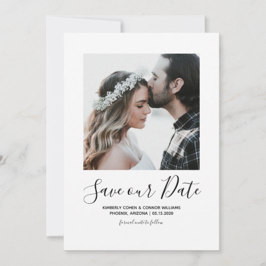Minimale foto Opslaan Datum | wit Save The Date (Voorkant)