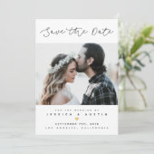 Minimale foto Opslaan Datum | Zwart en goud Save The Date (Staand voorkant)