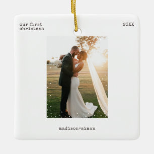 Minimale foto-ornament Merry & Married foto Keramisch Ornament