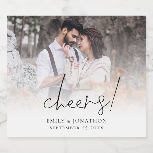 Minimale foto-overlay-kazen bruiloft bier etiket (Enkel label)