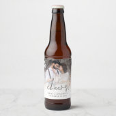 Minimale foto-overlay-kazen bruiloft bier etiket (Voorkant)