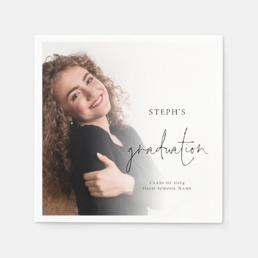 Minimale foto overlay naam 2024 afstudeerfeest servet (Voorkant)