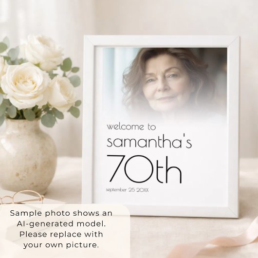Minimale foto-overlay welkom 70ste verjaardagsfees poster