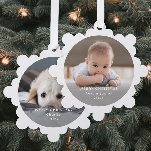 Minimale foto overlay Witte tekst Vrolijk kerstfee Ornament Kaart