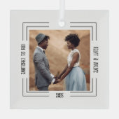 Minimale foto-Passen getrouwd 1 Kerstmis Glas Ornament (Achterkant)