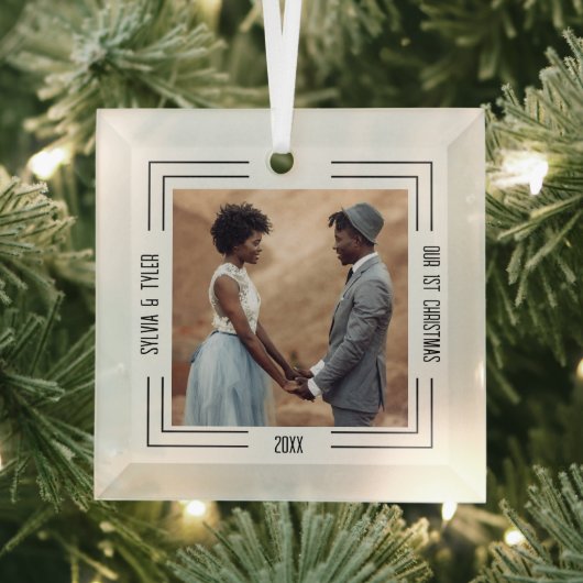 Minimale foto-Passen getrouwd 1 Kerstmis Glas Ornament (Insitu)