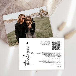 Minimale foto QR-code Hartelijk dank Bedankkaart