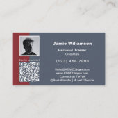 Minimale foto QR-code Persoonlijk bericht Rood acc Visitekaartje (Voorkant)