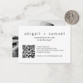 Minimale foto QR Code Weddenschap Mini RSVP Card Notitiekaartje (Voorkant / Achterkant in situ)