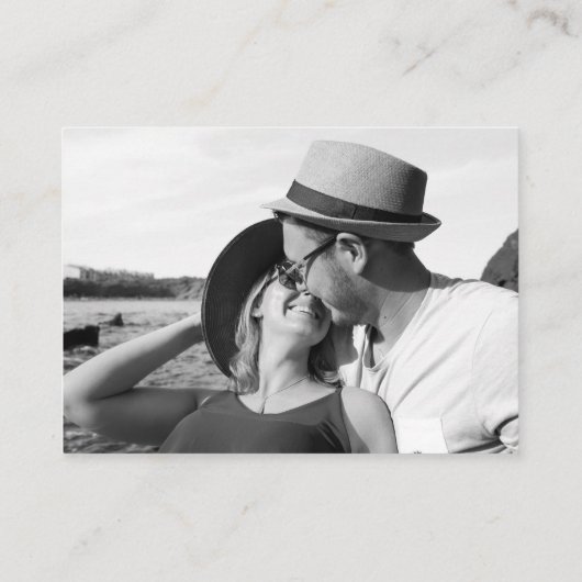 Minimale foto QR Code Weddenschap Mini RSVP Card Notitiekaartje (Achterkant)