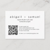 Minimale foto QR Code Weddenschap Mini RSVP Card Notitiekaartje (Voorkant)