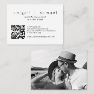 Minimale foto QR Code Weddenschap Mini RSVP Card Notitiekaartje