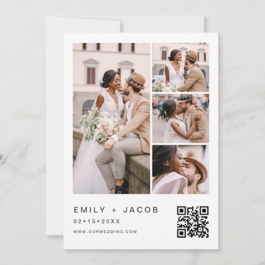 Minimale foto QR code White Wedding Kaart (Voorkant)
