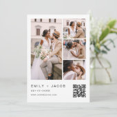 Minimale foto QR code White Wedding Kaart (Staand voorkant)
