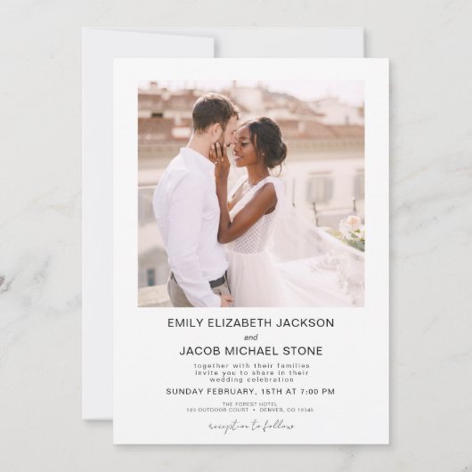 Minimale foto QR code White Wedding Kaart (Achterkant)