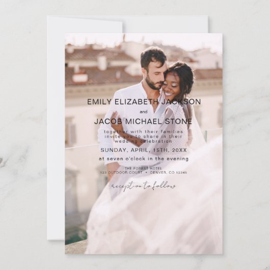 Minimale foto QR code White Wedding Kaart (Achterkant)