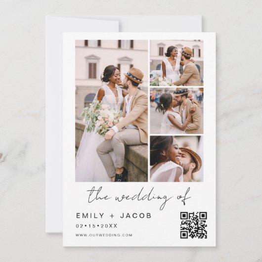 Minimale foto QR code White Wedding Kaart (Voorkant)