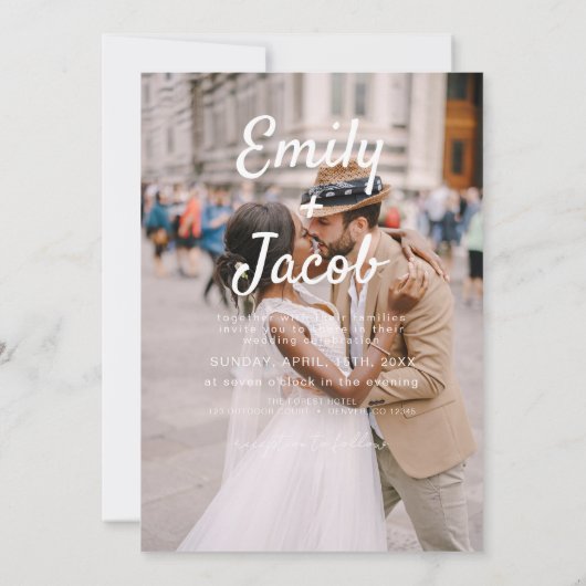 Minimale foto QR code White Wedding Kaart (Achterkant)