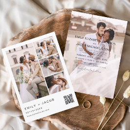 Minimale foto QR code White Wedding Kaart