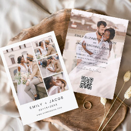 Minimale foto QR code White Wedding Kaart