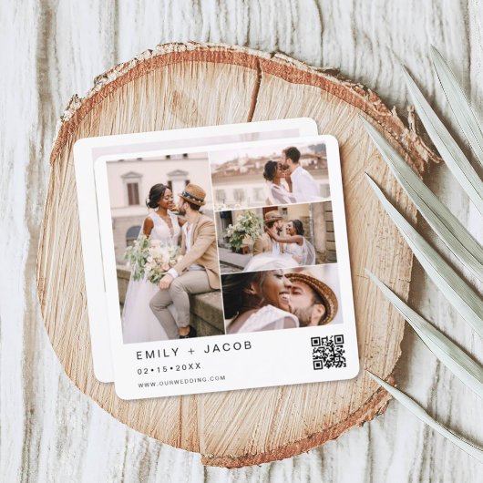 Minimale foto QR code White Wedding Kaart