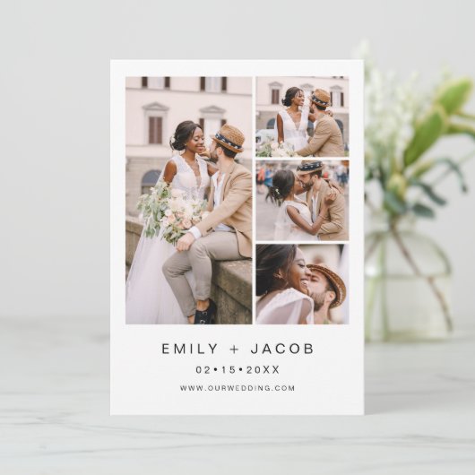 Minimale foto QR code White Wedding Kaart (Staand voorkant)