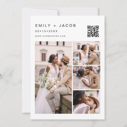 Minimale foto QR code White Wedding Kaart (Voorkant)