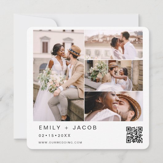 Minimale foto QR code White Wedding Kaart (Voorkant)