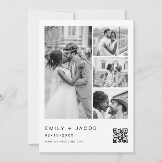 Minimale foto QR code White Wedding Kaart (Voorkant)