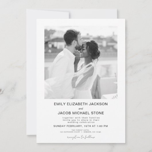 Minimale foto QR code White Wedding Kaart (Achterkant)