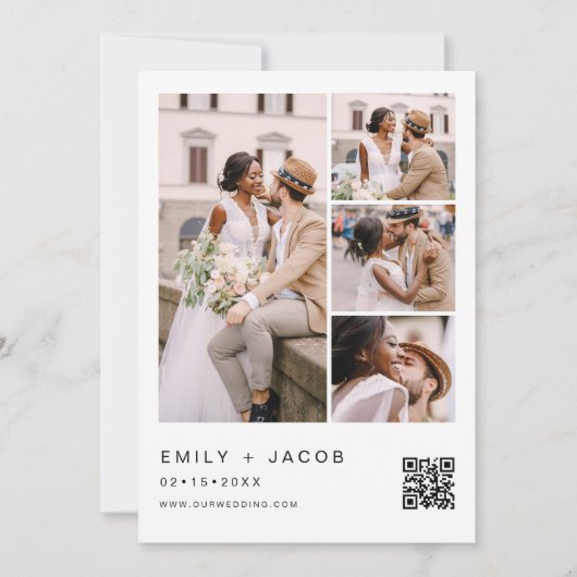 Minimale foto QR code White Wedding Kaart (Voorkant)