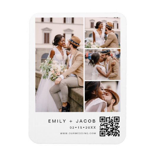 Minimale foto QR code White Wedding Magneet (Verticaal)