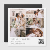 Minimale foto QR code White Wedding Magnetische Uitnodiging (Voorkant / Achterkant)
