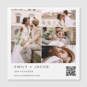Minimale foto QR code White Wedding Magnetische Uitnodiging