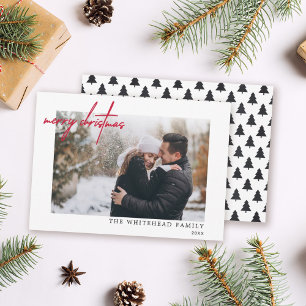 Minimale foto Red Merry White met kerstmis Feestdagenkaart