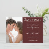 Minimale foto | Rood sparen de Datum Save The Date (Staand voorkant)