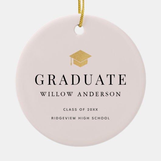 Minimale foto-roze van de Gradupafkap Keramisch Ornament (Voorkant)