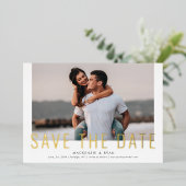 Minimale foto save the date folie uitnodiging (Staand Voorkant)