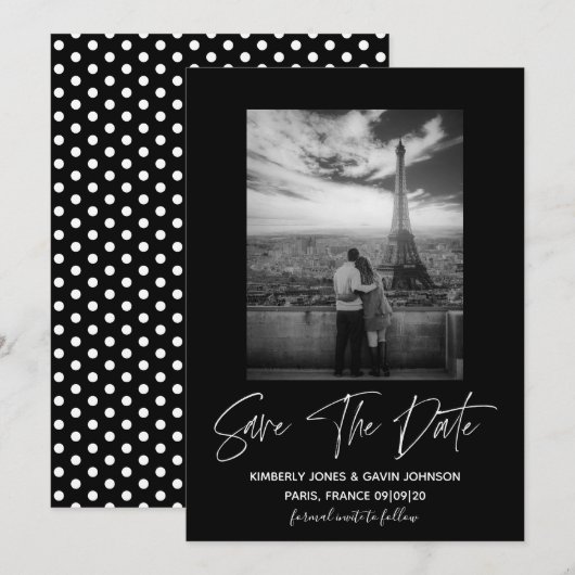 Minimale foto Sla de datum op | Zwart-Wit Save The Date (Voorkant / Achterkant)