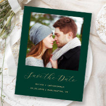 Minimale foto smaragdgroene goud save the date