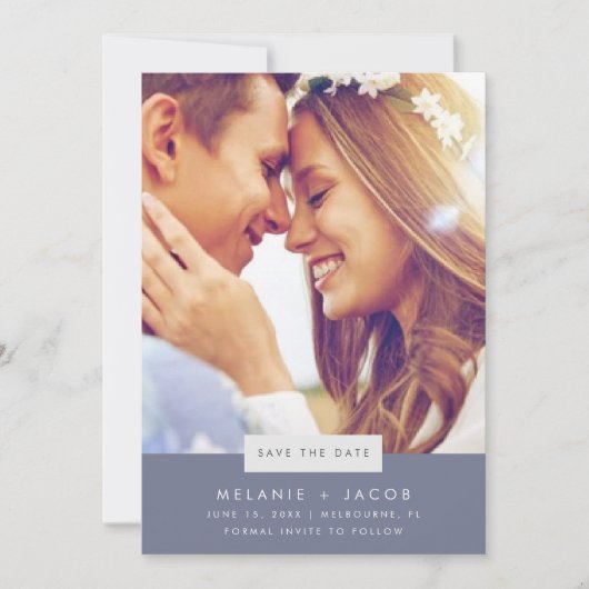 Minimale Foto Strand Bruiloft Save the Date (Voorkant)