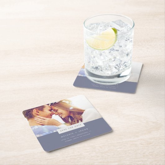 Minimale Foto Strand Bruiloft Save the Date Kartonnen Onderzetters (Insitu)