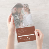 Minimale foto Terracotta Wedding All In One Uitnodiging (Afscheurbaar)